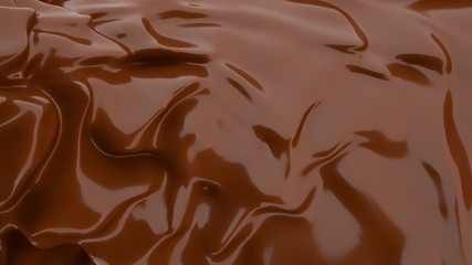 Liquid Chocolate background. Melted dark Chocolate. Wave brown background. Chocolate.