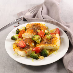 fish fillet with vegetable and sauce