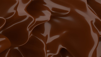 Liquid Chocolate background. Melted dark Chocolate. Wave brown background. Chocolate.