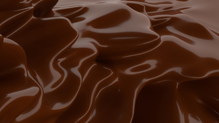 Liquid Chocolate background. Melted dark Chocolate. Wave brown background. Chocolate.