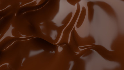 Liquid Chocolate background. Melted dark Chocolate. Wave brown background. Chocolate.