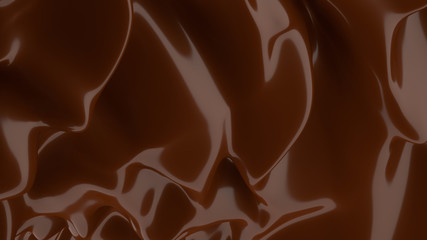 Liquid Chocolate background. Melted dark Chocolate. Wave brown background. Chocolate.