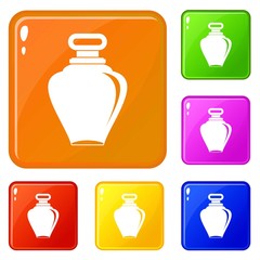 Parfume bottle icons set collection vector 6 color isolated on white background