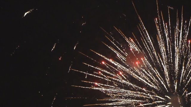 Big festive artillery salute,fireworks slow motion
