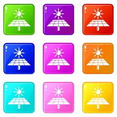 Fototapeta na wymiar Solar energy icons set 9 color collection isolated on white for any design