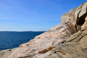 Beautiful Swedish ocean, scenic west coast, recreation concept.