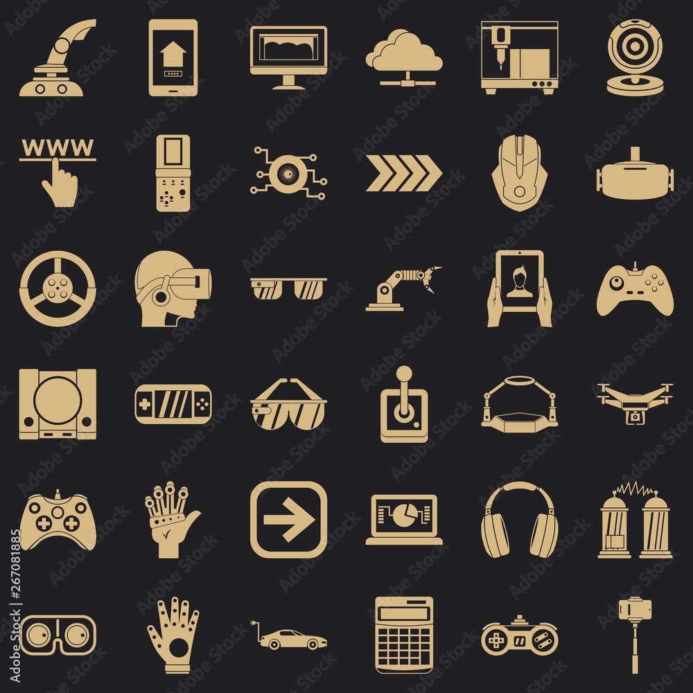 Poster game over icons set. simple style of 36 game over vector icons for web for any design