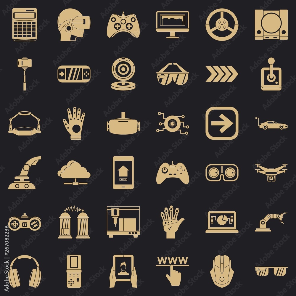 Poster monitor icons set. simple style of 36 monitor vector icons for web for any design