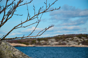 Beautiful Swedish ocean, scenic west coast, recreation concept.