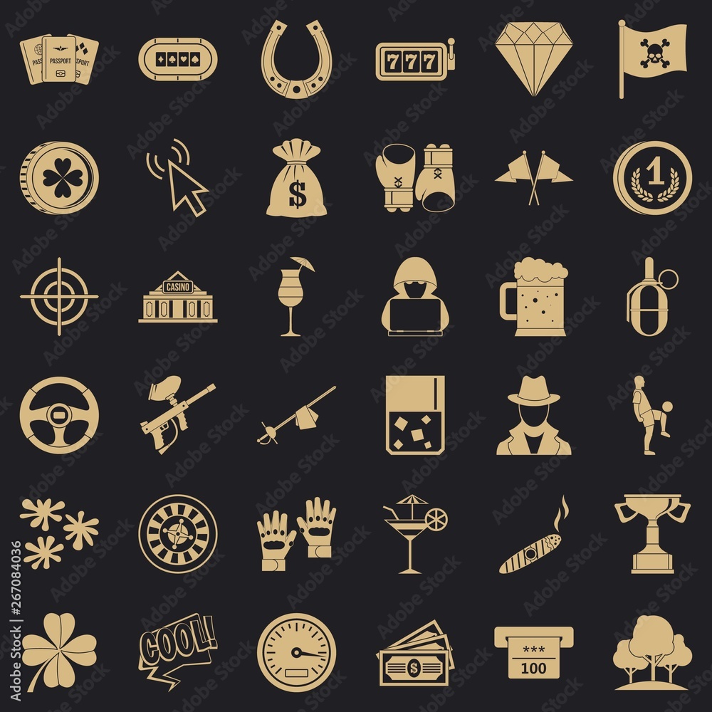 Poster cadh icons set. simple style of 36 cash vector icons for web for any design