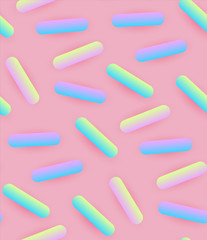 Seamless Pattern with Pink Glaze and Trendy Gradient Decorative Sprinkles. Candy, Donut and Ice Cream Design. Sweet Sweets.