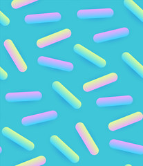Seamless Pattern with Mint Glaze and Trendy Gradient Decorative Sprinkles. Candy, Donut and Ice Cream Design. Sweet Sweets.