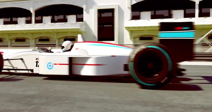 Formula One Racing Car Getting Ready To Race - High Quality 4K 3D Animation