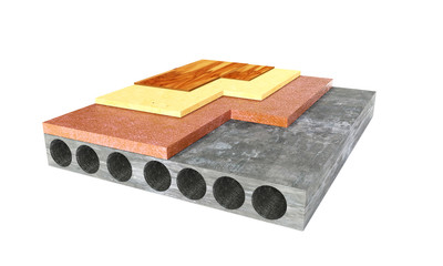 Flooring, floor insulation, 3d illustration isolated on white background