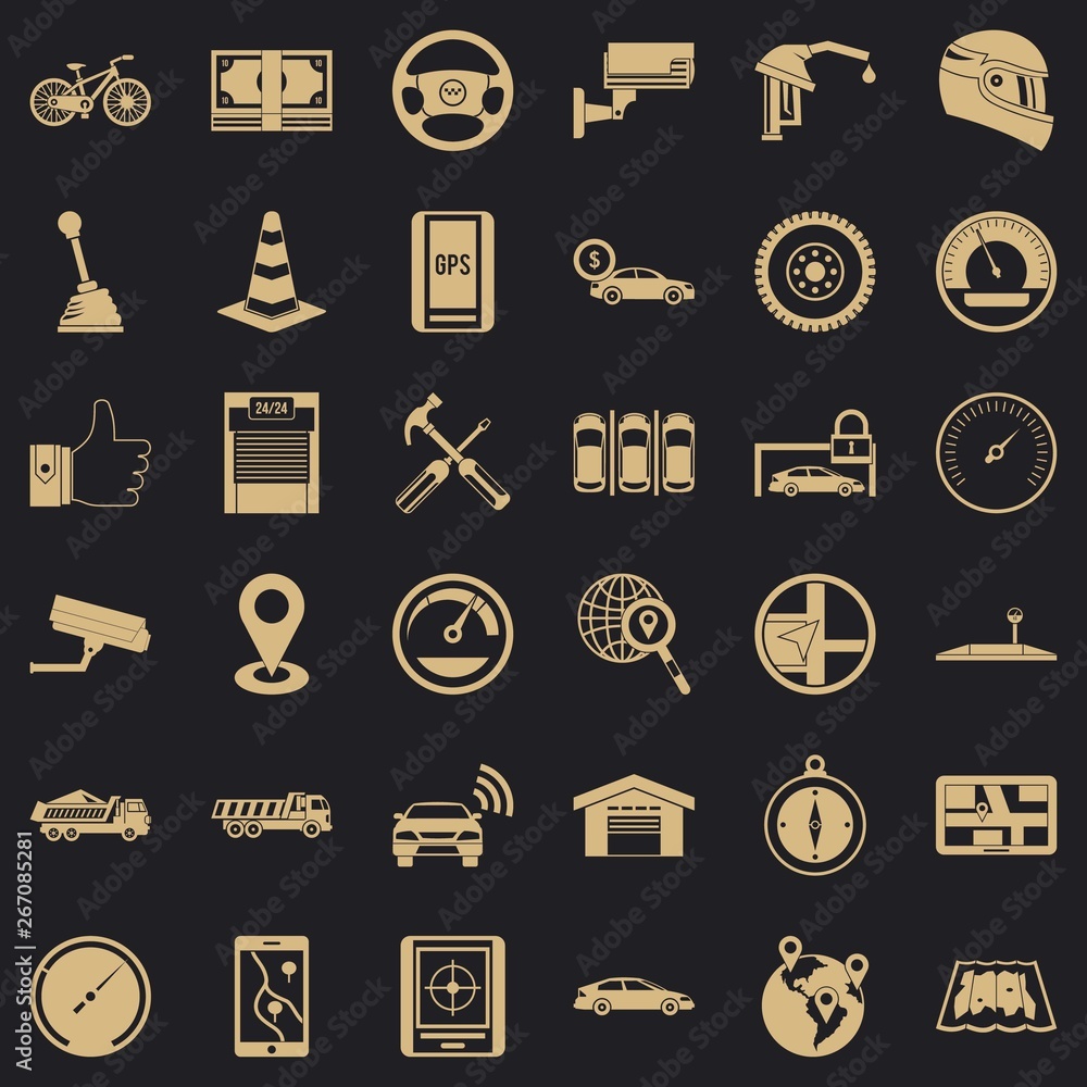 Poster garage icons set. simple style of 36 garage vector icons for web for any design