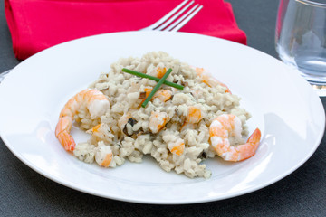 risotto aux crevettes et champignons