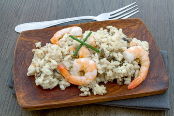 risotto aux crevettes et champignons