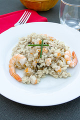 risotto aux crevettes et champignons