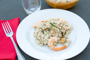 risotto aux crevettes et champignons