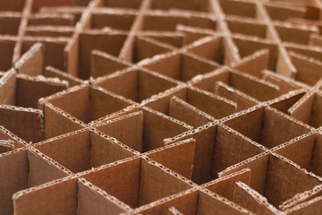 Empty cardboard boxes for bottles. Packing and shipping drinks. Wines case.