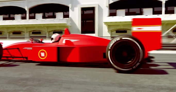 Formula One Racing Car Getting Ready To Race - High Quality 4K 3D Animation