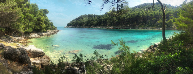 romantic turquoise bay on Mljet island Croatia, Adriatic Sea
