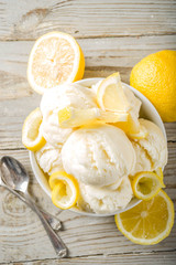Homemade lemon vanilla ice cream