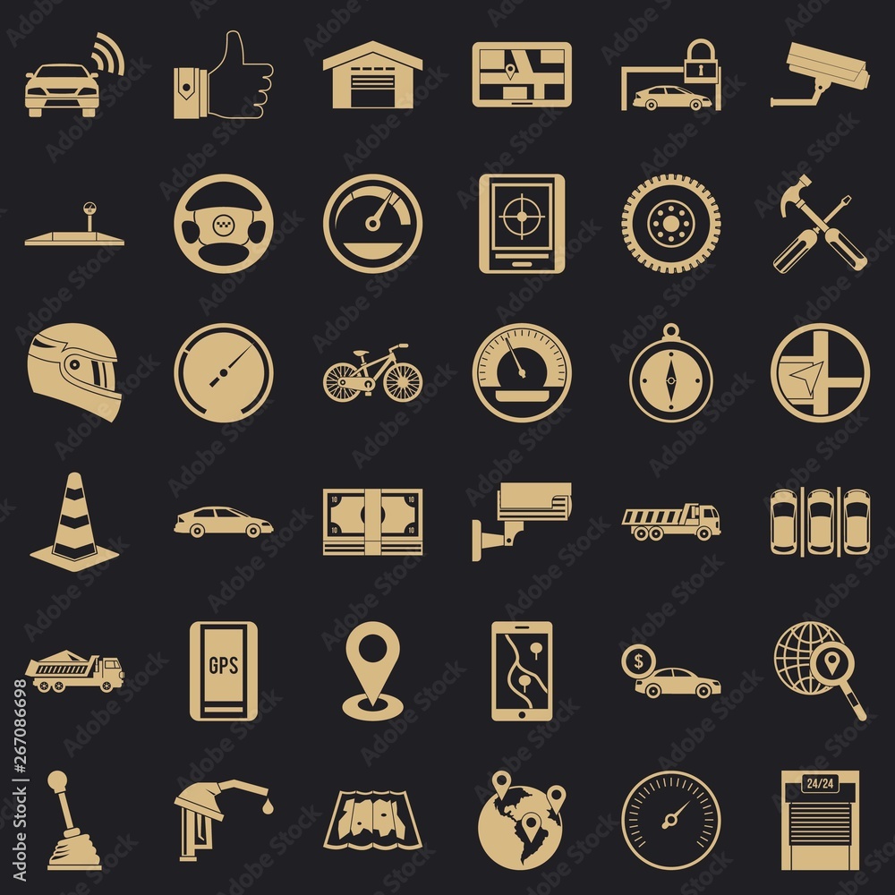 Poster automotive icons set. simple style of 36 automotive vector icons for web for any design