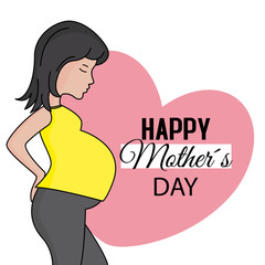 Mothers day card. Pregnant woman