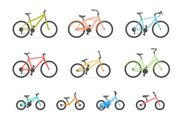 Fototapeta premium Set of different bicycles. isolated on white background