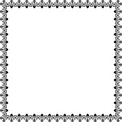 Classic vector square frame with arabesques and orient elements. Abstract black and white ornament with place for text. Vintage pattern
