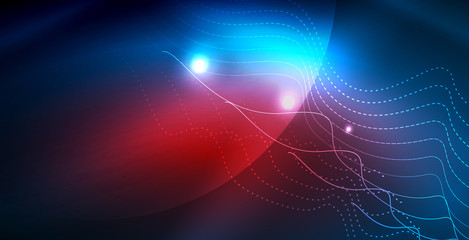 Color neon lights with waves abstract background