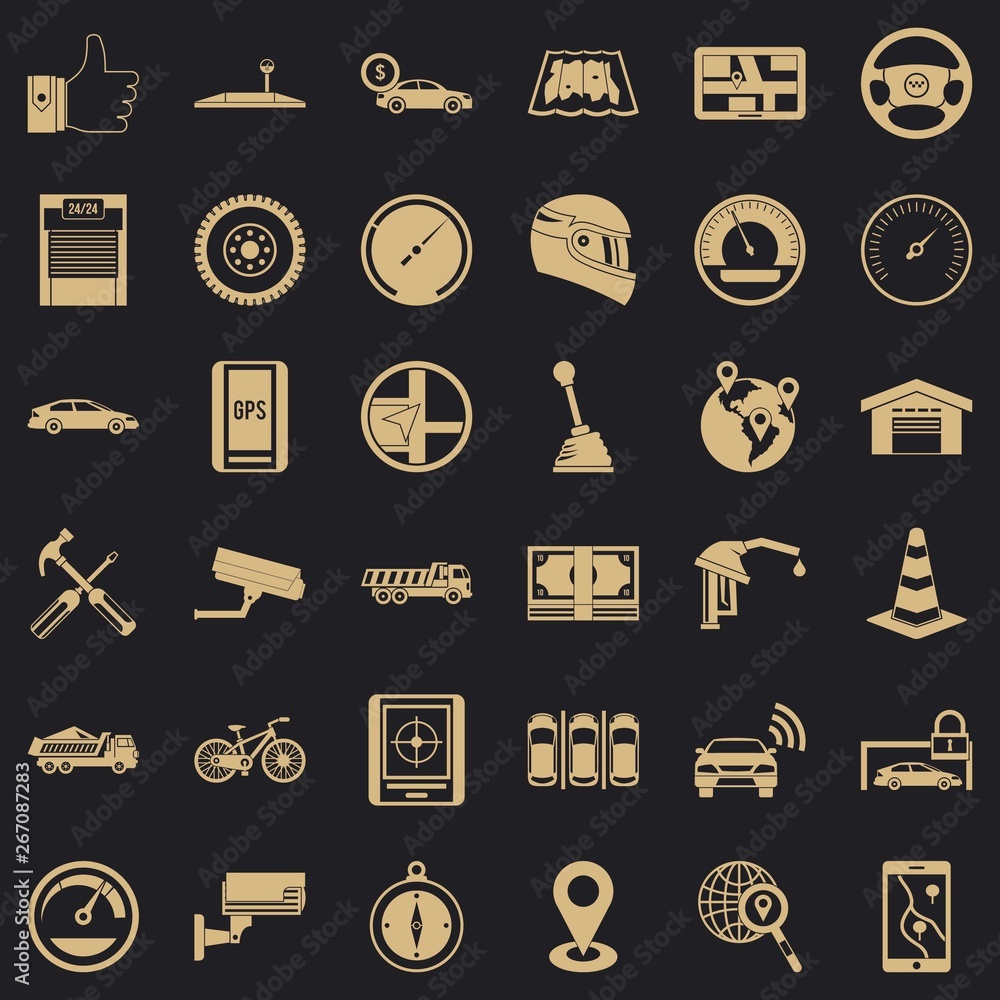 Poster gate icons set. simple style of 36 gate vector icons for web for any design