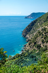 Aerial view on the Cinque Terre National Park, Italia, Liguria