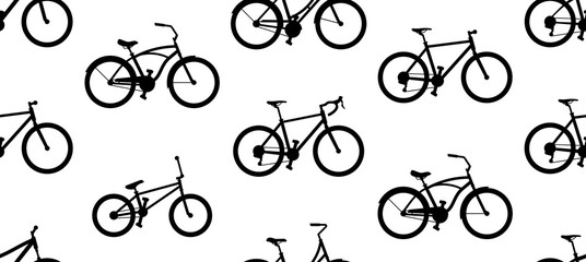 Seamless pattern with bicycles. isolated on white background