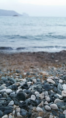 view of a beach at sunset