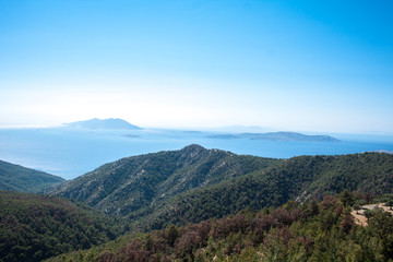 mountain range, hills and sea view at Rhodes Greece