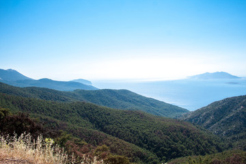 mountain range, hills and sea view at Rhodes Greece