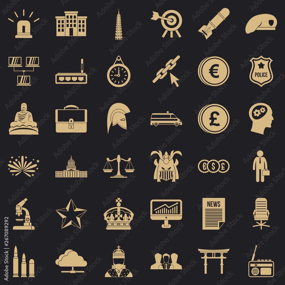 Poster crown icons set. simple style of 36 crown vector icons for web for any design