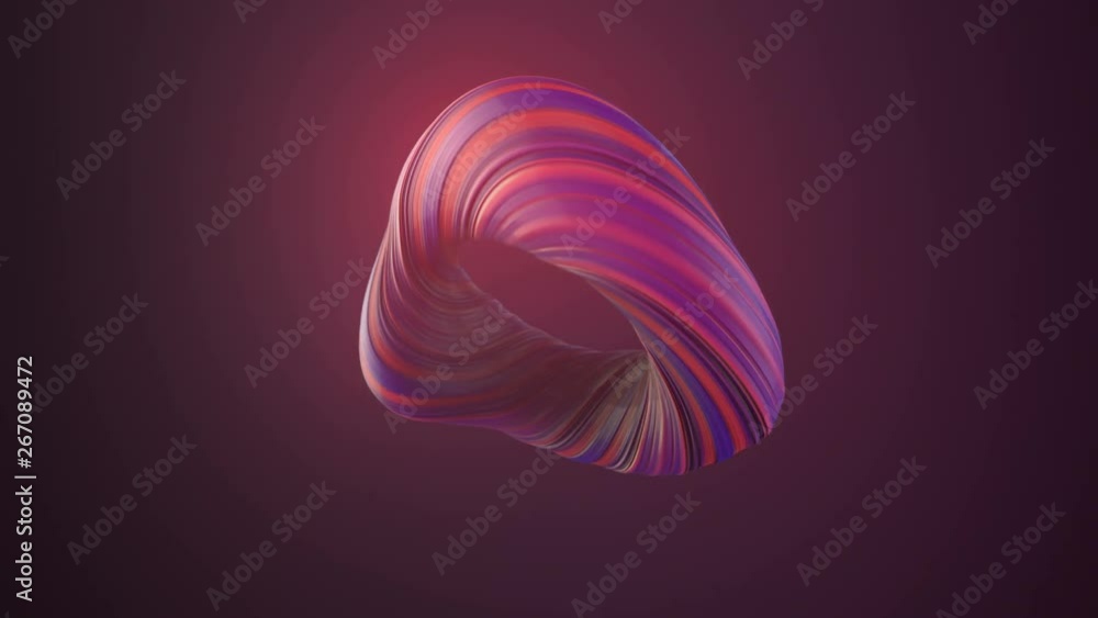 Poster Violet colored twisted shape motion graphics background. Computer generated abstract geometric 3D render loop animation. 4K, Ultra HD resolution.