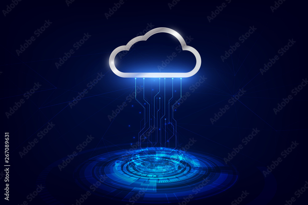 Poster data transfer to cloud technology data storage,futuristic of data transfer,online data storage techn