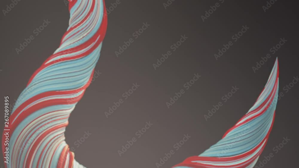 Poster Red and blue colored twisted shape motion graphics background. Computer generated abstract geometric 3D render loop animation. HD resolution.