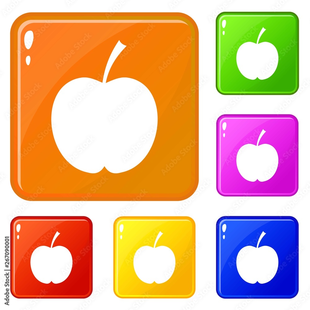 Aufkleber checkered apple icons set collection vector 6 color isolated on white background