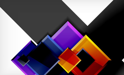 Bright colorful square shape blocks geometrical background