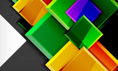Bright colorful square shape blocks geometrical background