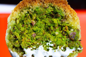 Turkish ramadan dessert with pistachio