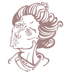 The face of a young man. Linear drawing. Vector graphics