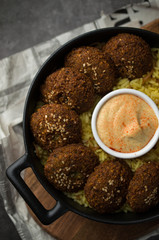 Falafel with hummus and rice