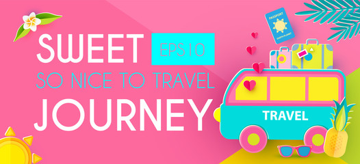 Sweet Journey. Vacation and Travel Design Template. Papercraft.