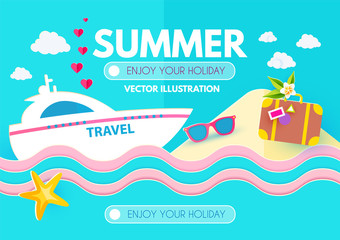 Hot Vacation Design Template. Summer Travel. Enjoy Sea Holidays.